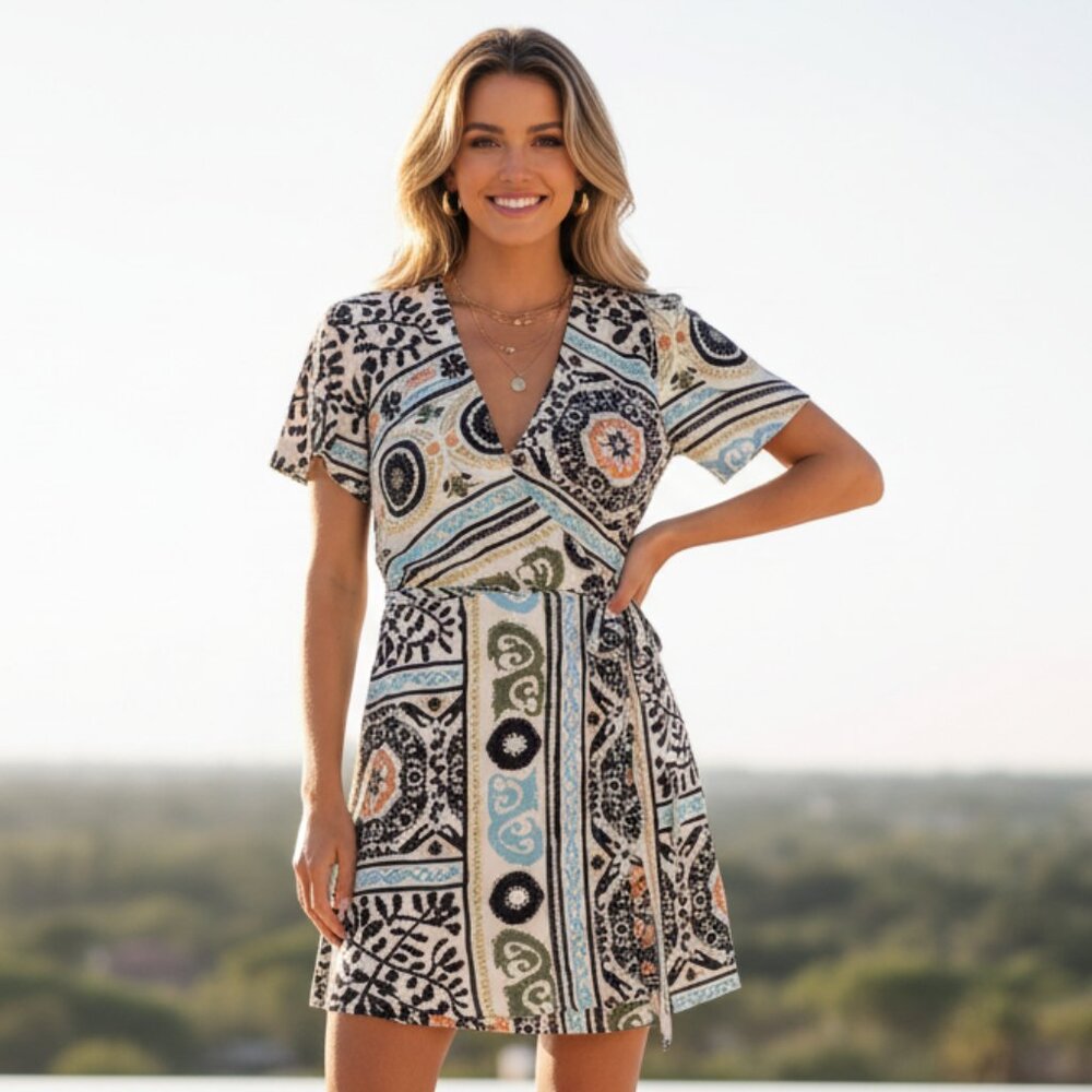 NWT LOST + WANDER ORACLE MINI WRAP DRESS